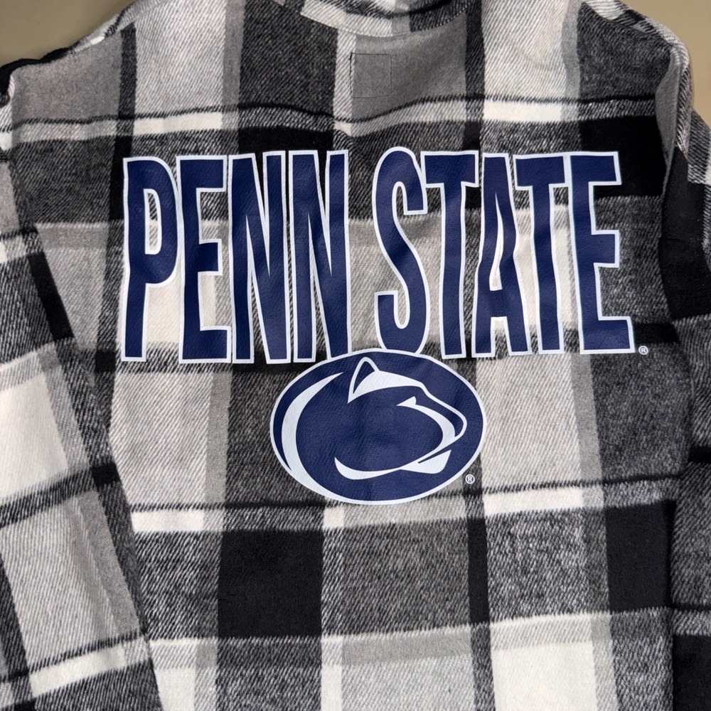 Gameday Couture Penn State Flannel XXL Grey Black Plaid Shacket NWT